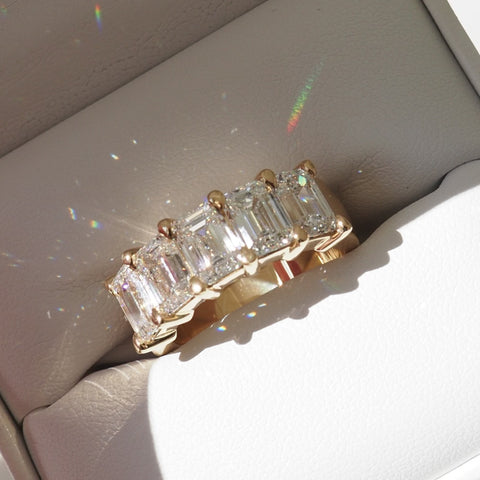 Half Eternity Wedding Band Featuring 5.0 TCW Emerald Moissanite 1