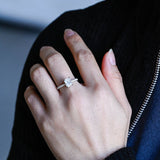 Stunning 1.0 - 2.0 CT Radiant Moissanite Engagement Ring with Pave & Hidden Halo Design 2