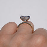 Stunning 4.06 CT East West Radiant Moissanite Engagement Ring with Hidden Halo & Pave Design 5
