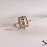 Stunning 1.0 - 2.0 CT Emerald Moissanite Engagement Ring With Halo Design 1