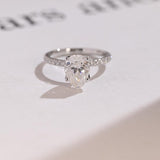 Stunning 1.0 - 2.0 CT Pear Moissanite Engagement Ring with Pave Design 1