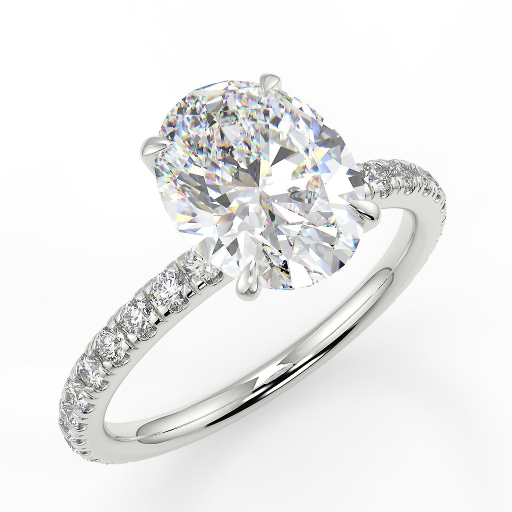 Pave Engagement Ring Featuring 1.91 CT Oval Moissanite 4