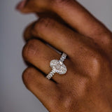 4.10 CT Oval Solitaire Hidden Halo & Pave Moissanite Engagement Ring 1
