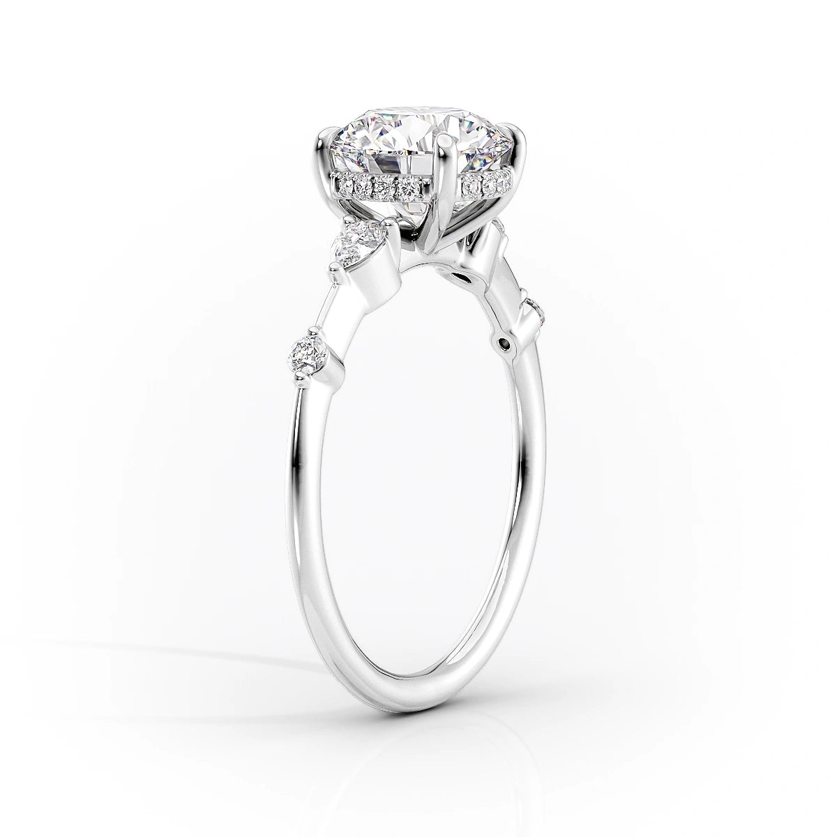 Hidden Halo Engagement Ring Featuring 1.50 CT Round Moissanite 2