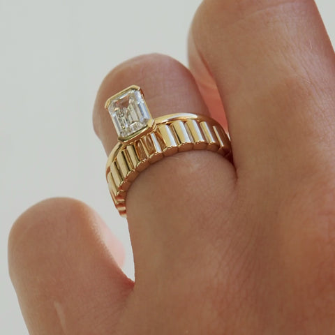 Ribbed Cigar Wedding Band 2