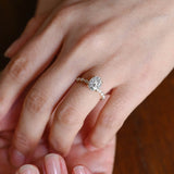 Stunning 1.0 - 2.0 CT Oval Moissanite Engagement Ring with Pave & Hidden Halo Design 4