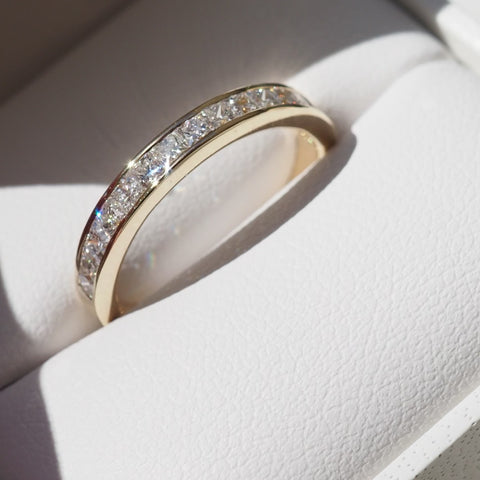Channel Wedding Band Featuring 0.90 TCW Princess Moissanite 3