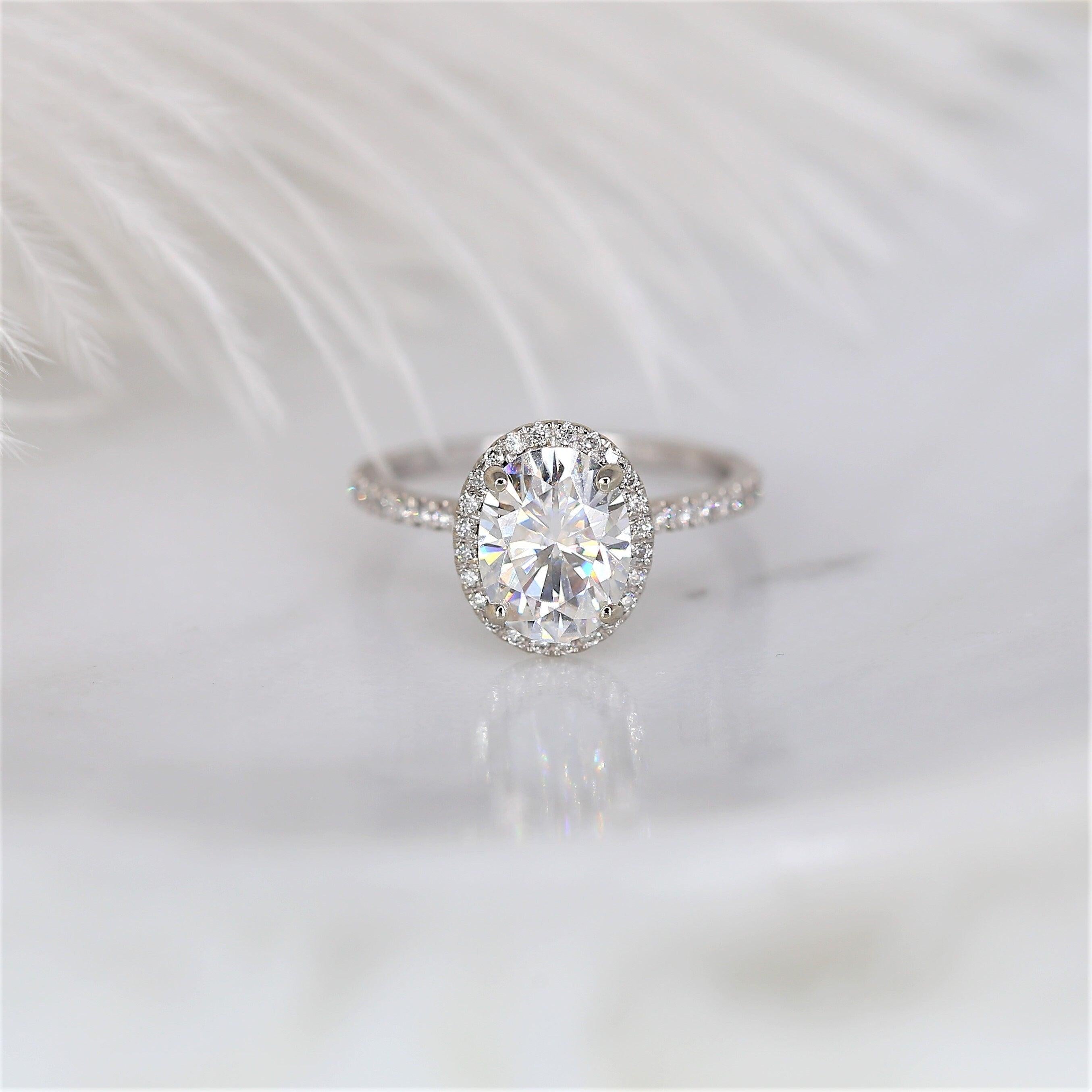 Oval Halo & Pave Lab Grown Diamond Engagement Ring