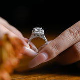 Stunning 1.0 - 2.0 CT Cushion Moissanite Engagement Ring With Pave & Halo Design 7