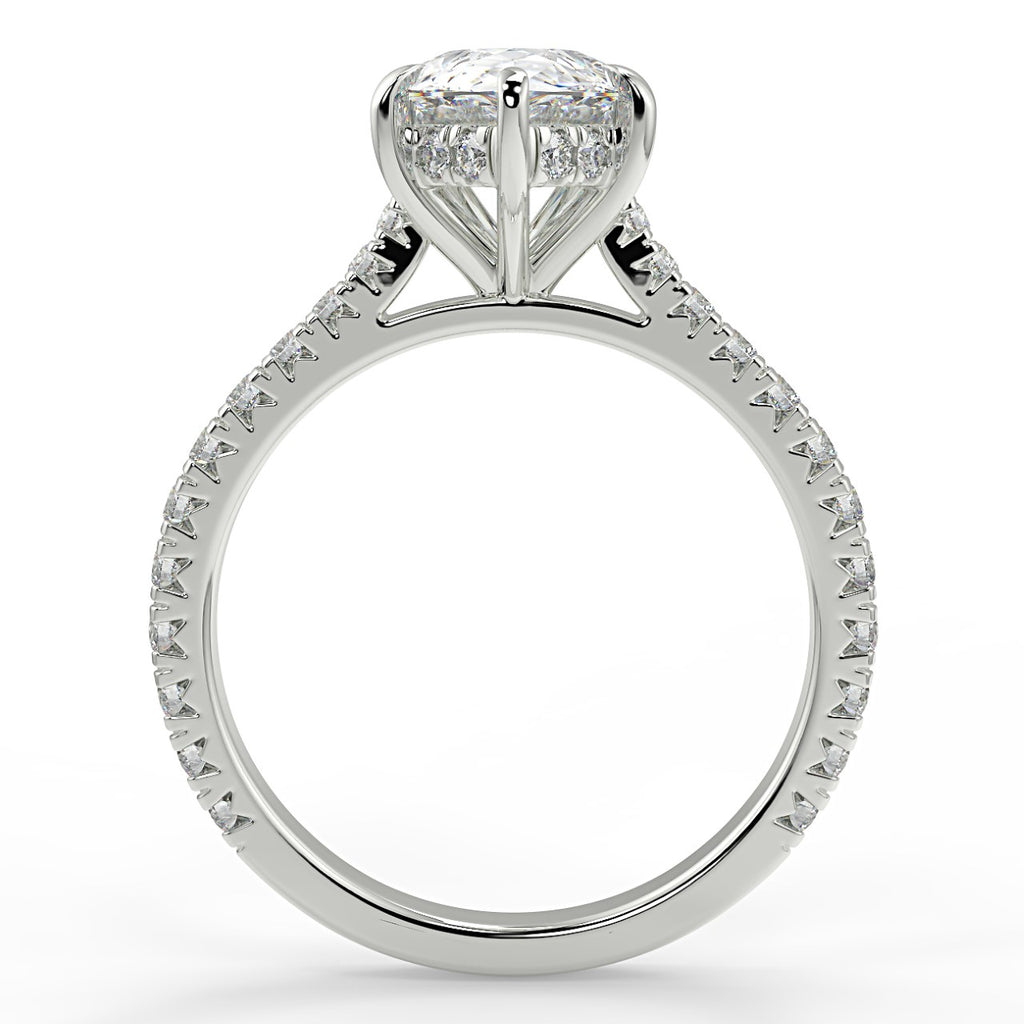 Hidden Halo Engagement Ring Featuring 1.33 CT Pear Moissanite 8