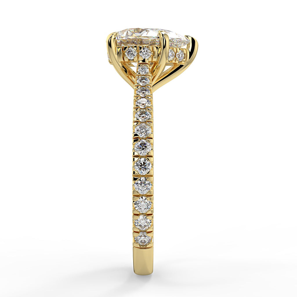 Hidden Halo Engagement Ring Featuring 1.33 CT Pear Moissanite 3