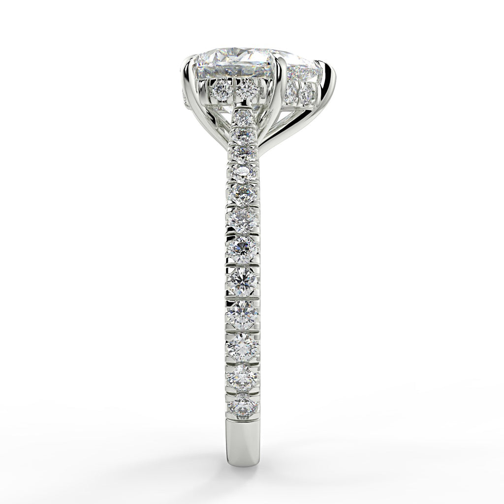 Hidden Halo Engagement Ring Featuring 1.33 CT Pear Moissanite 9