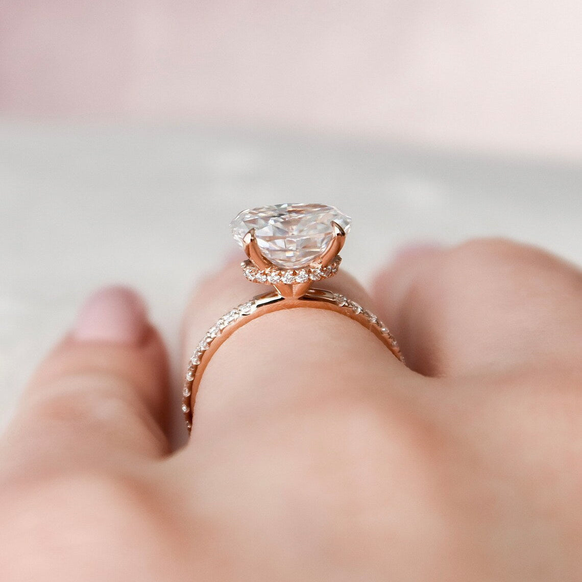 East West Oval Pave Lab Grown Diamond Engagement Ring