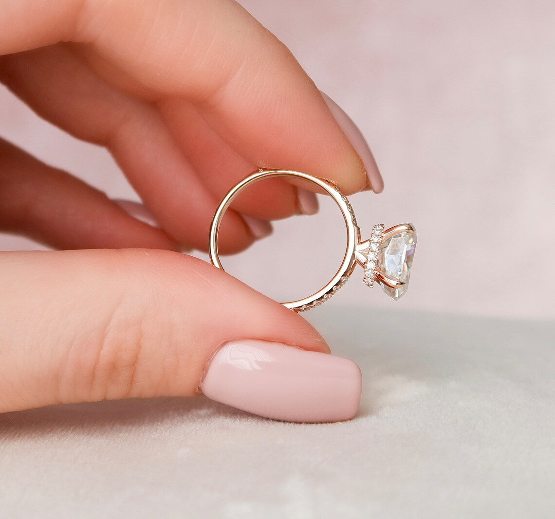 East West Oval Pave Lab Grown Diamond Engagement Ring