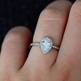 Halo Engagement Ring Featuring 1.0 CT Pear Moissanite 6