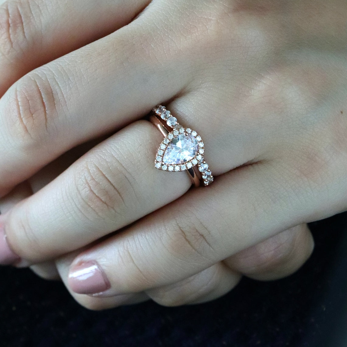 Halo Engagement Ring Featuring 1.50 CT Pear Moissanite 6