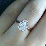 Halo Engagement Ring Featuring 1.50 CT Pear Moissanite 7