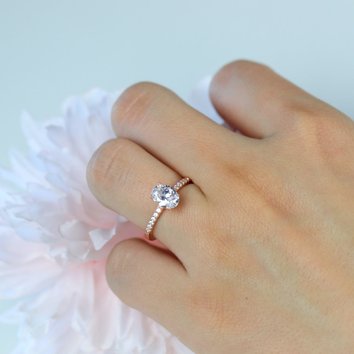 Pave Engagement Ring Featuring 1.50 CT Oval Moissanite 4