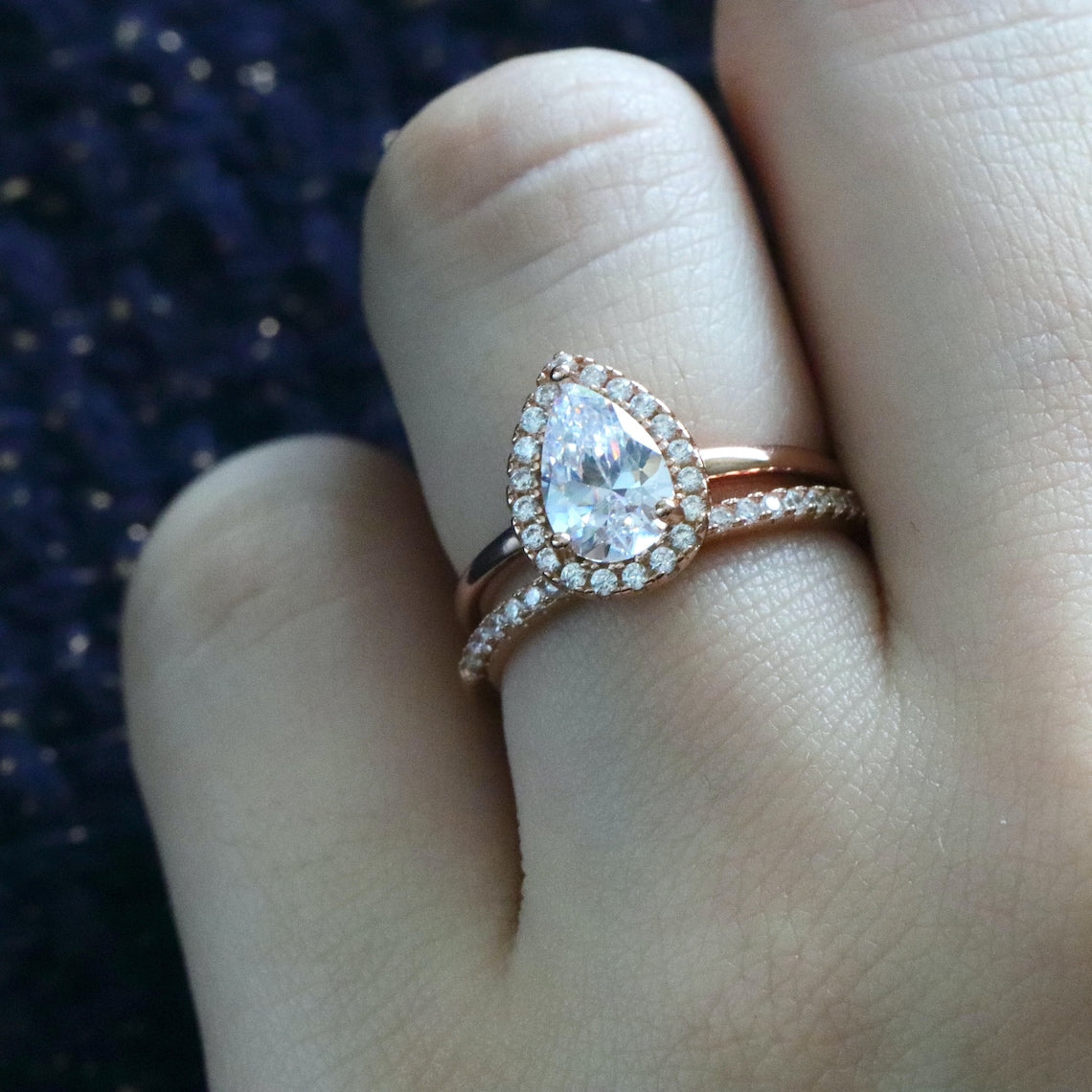 Halo Engagement Ring Featuring 1.50 CT Pear Moissanite 8