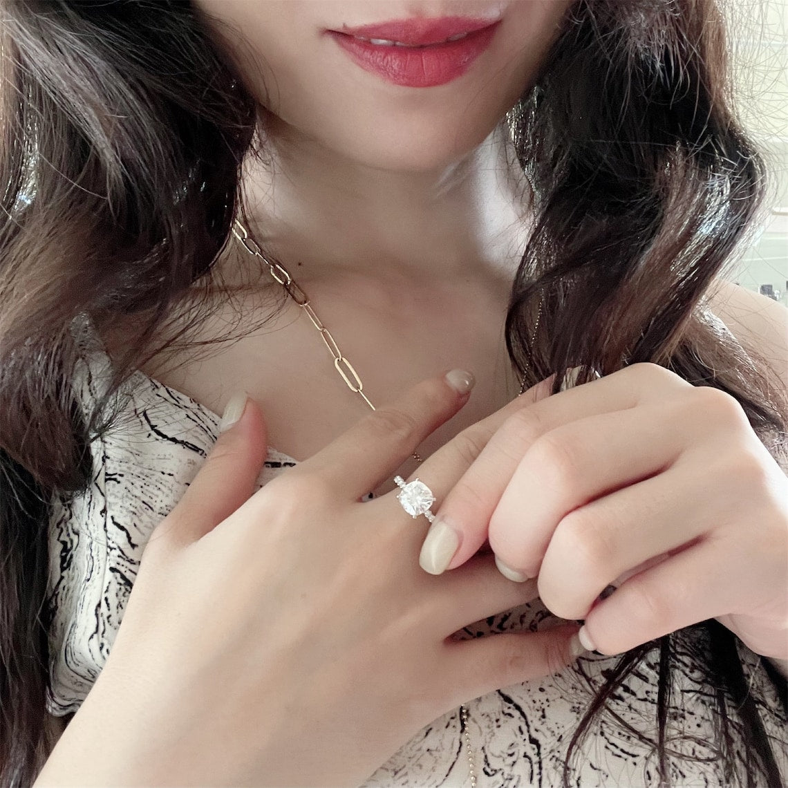 Pave Engagement Ring Featuring 3.0 CT Cushion Moissanite 8