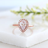 Halo Engagement Ring Featuring 1.50 CT Pear Moissanite 4