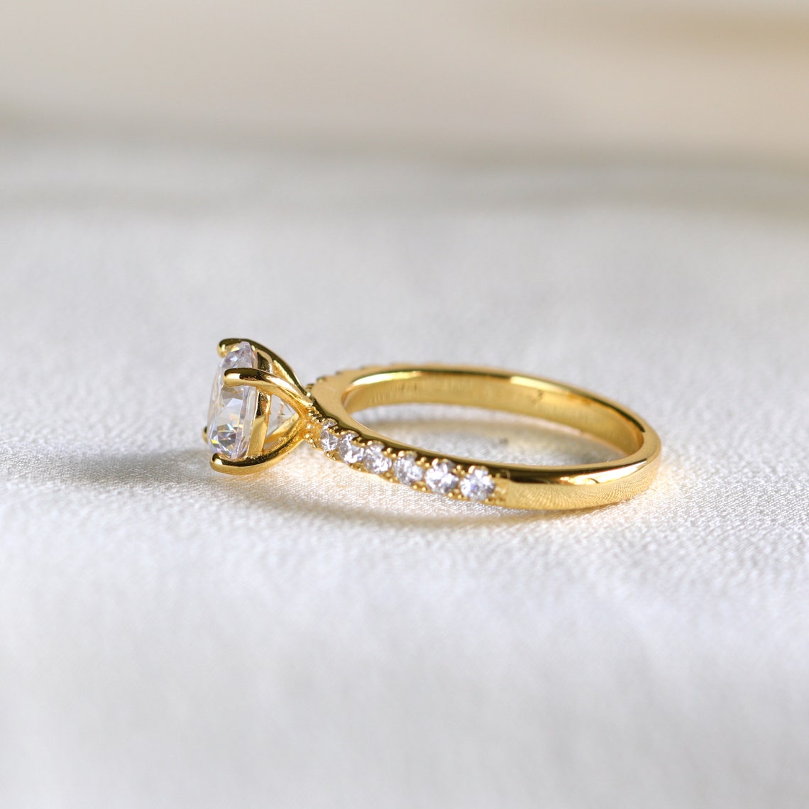 Pave Engagement Ring Featuring 1.50 CT Round Moissanite 7