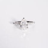 3.0 CT Pear Moissanite Hidden Halo Engagement Ring With Pave Setting - farrellouise