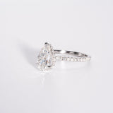 3.0 CT Pear Moissanite Hidden Halo Engagement Ring With Pave Setting - farrellouise