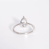 3.0 CT Pear Moissanite Hidden Halo Engagement Ring With Pave Setting - farrellouise