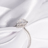 3.0 CT Pear Moissanite Hidden Halo Engagement Ring With Pave Setting - farrellouise
