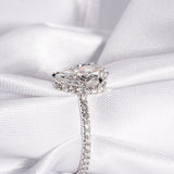 3.0 CT Pear Moissanite Hidden Halo Engagement Ring With Pave Setting - farrellouise