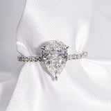 3.0 CT Pear Moissanite Hidden Halo Engagement Ring With Pave Setting - farrellouise