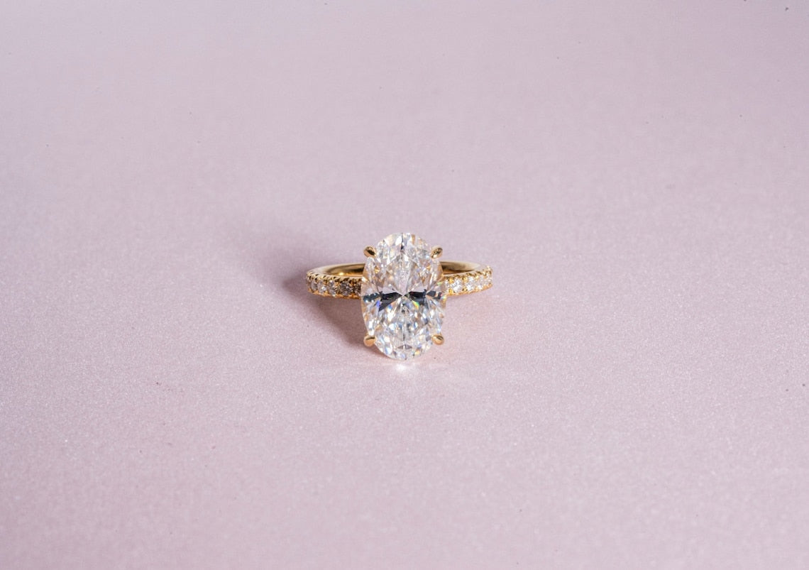 Hidden Halo & Pave Engagement Ring Featuring 3.50 CT Oval Moissanite 2