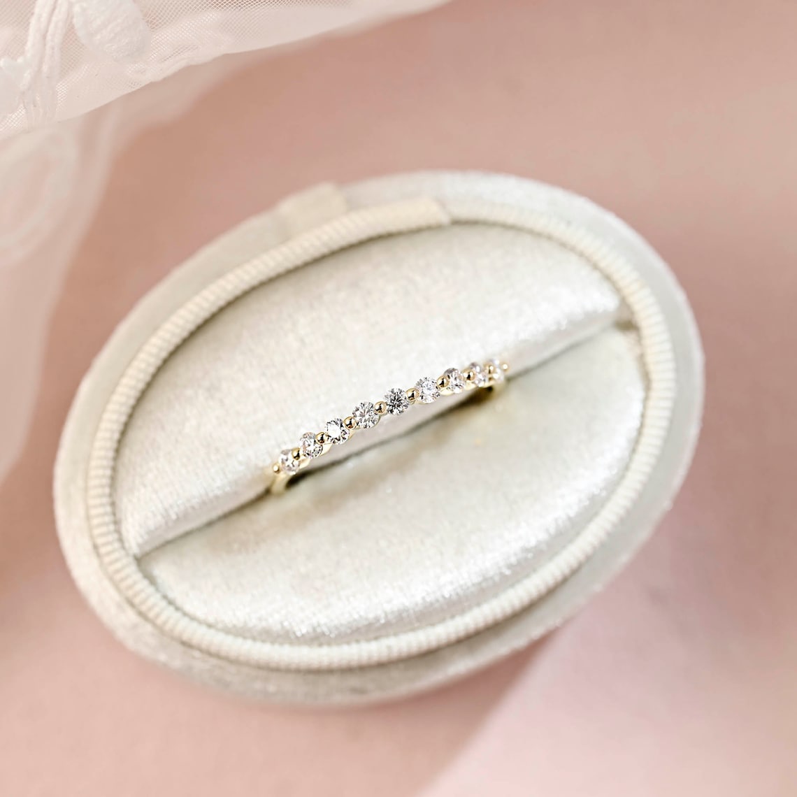 Half Eternity Wedding Band Featuring 0.28 TCW Round Moissanite 3