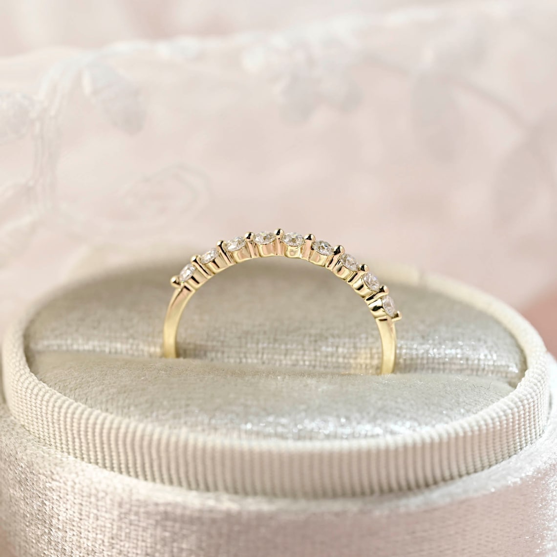 Half Eternity Wedding Band Featuring 0.28 TCW Round Moissanite 4