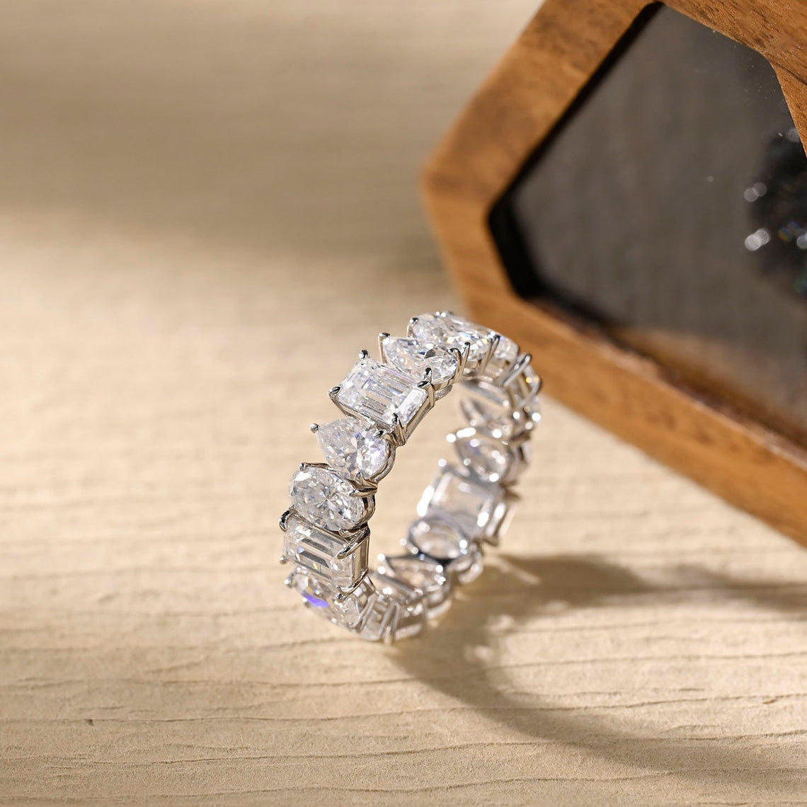0.4 TCW Oval, Pear & Emerald Full Eternity Lab Grown Diamond Wedding Band