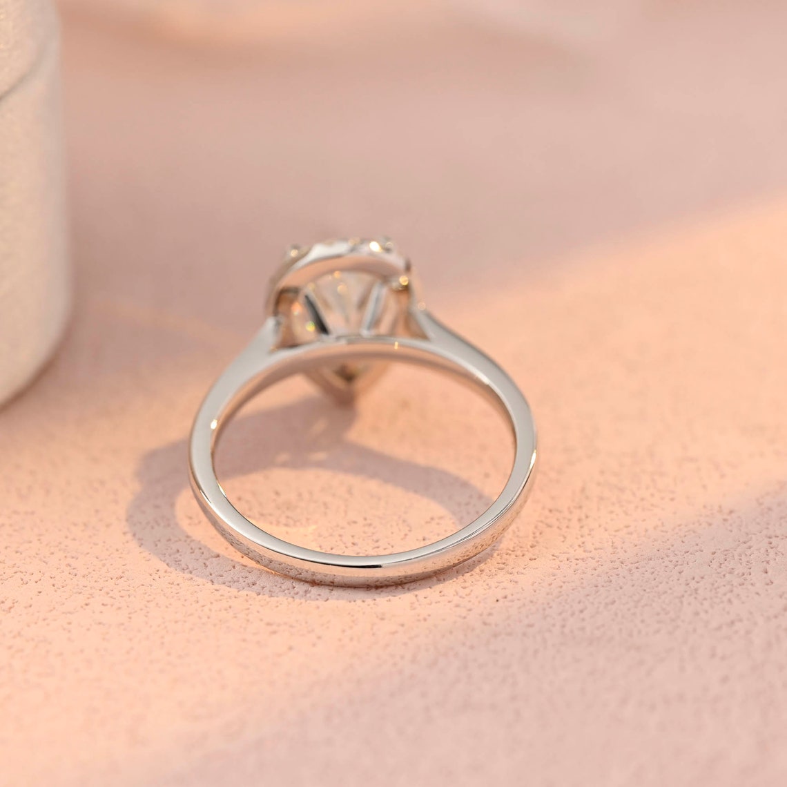 Halo Engagement Ring Featuring 2.0 CT Pear Moissanite 5