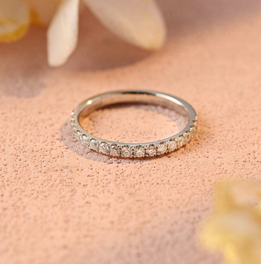 Half Eternity Wedding Band Featuring 0.25TCW Round Moissanite 1