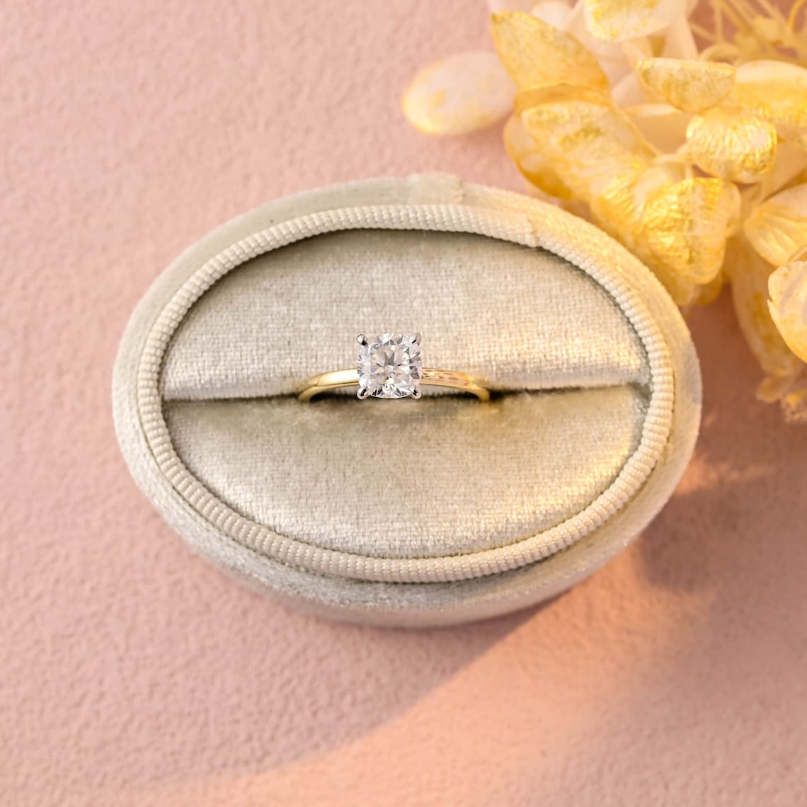 Hidden Halo Engagement Ring Featuring 1.0 CT Cushion Moissanite 6