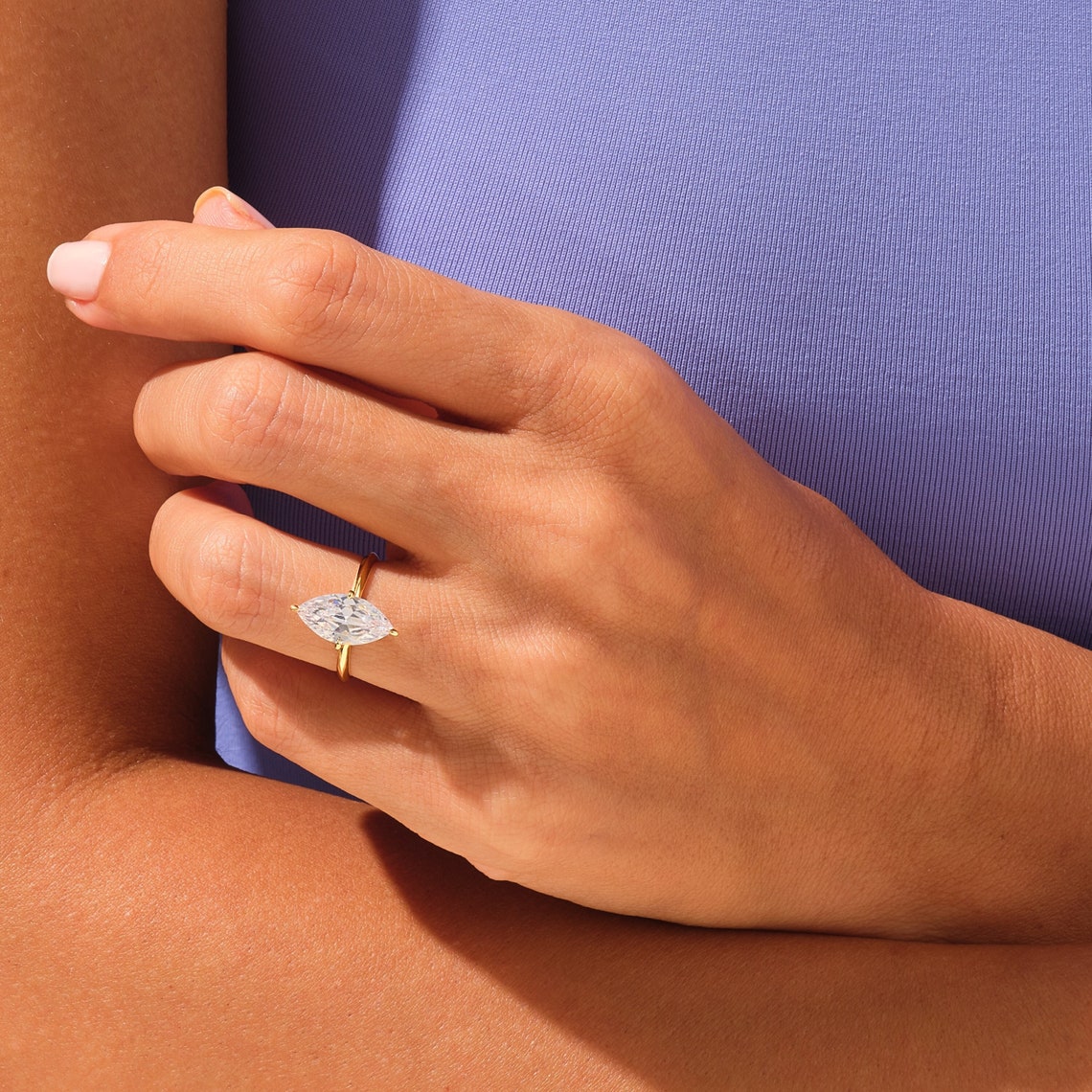 Solitaire Engagement Ring Featuring 1.50 CT Marquise Moissanite 6