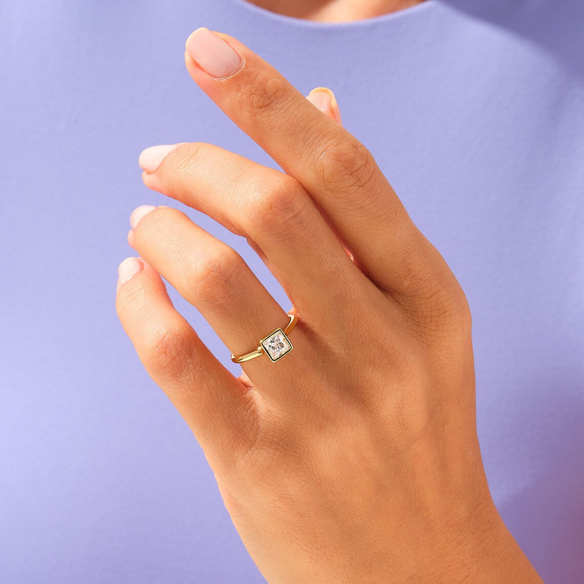 Solitaire Engagement Ring Featuring 1.0 CT Princess Moissanite 6