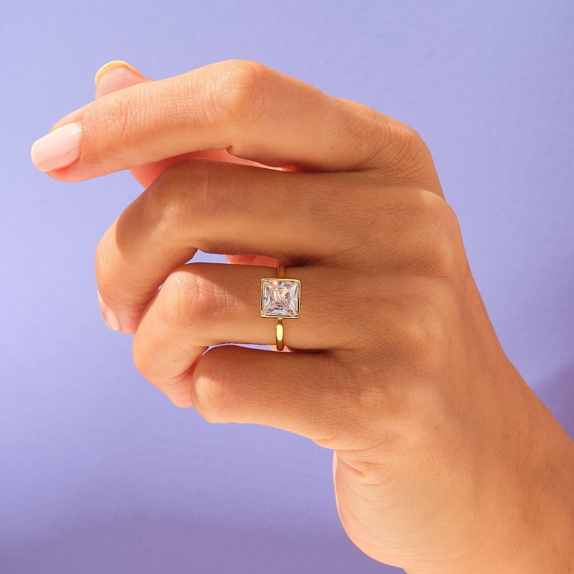 Solitaire Engagement Ring Featuring 1.0 CT Princess Moissanite 7
