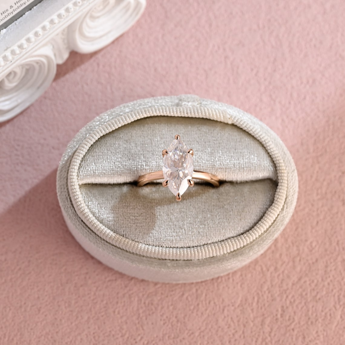 Hidden Halo Engagement Ring Featuring 3.0 CT Marquise Moissanite 7