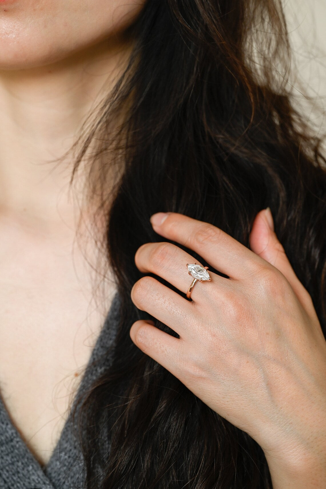 Hidden Halo Engagement Ring Featuring 3.0 CT Marquise Moissanite 5