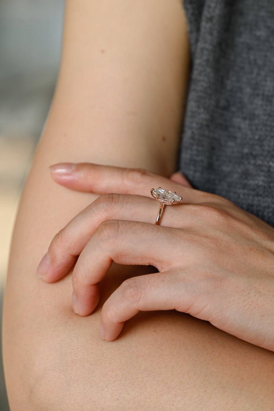 Hidden Halo Engagement Ring Featuring 3.0 CT Marquise Moissanite 9