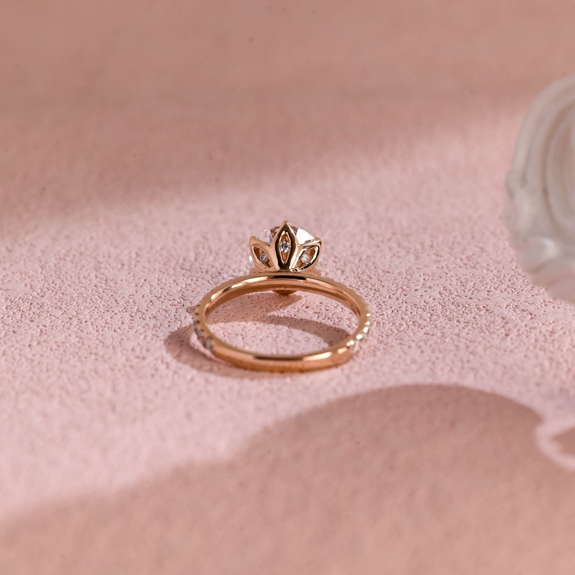 Pave Setting Engagement Ring Featuring 1.0 CT Round Moissanite 5