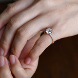 Pave Setting Engagement Ring Featuring 1.0 CT Round Moissanite 8