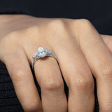 1.20 CT Pear Moissanite Three Stone & Pave Setting Engagement Ring - farrellouise
