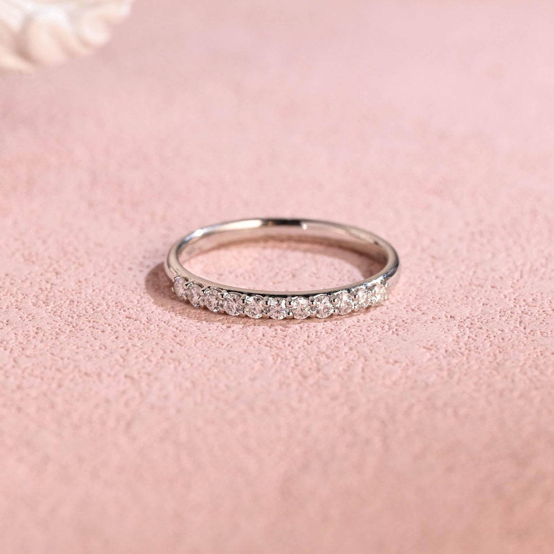 Half Eternity Wedding Band Featuring 0.35 TCW Round Moissanite 8