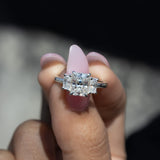 1.45 CT Radiant Moissanite Three Stone Engagement Ring - farrellouise